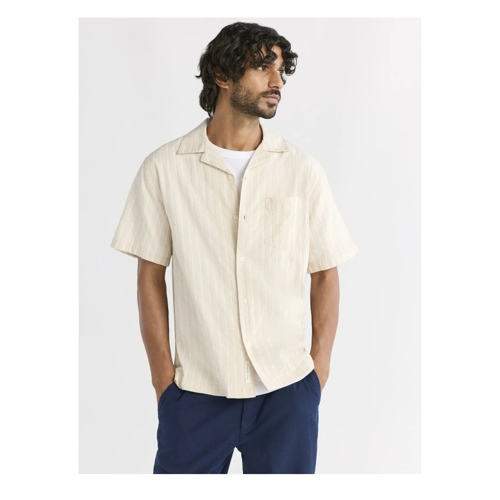 Men's Beige Short Sleeve Shirt